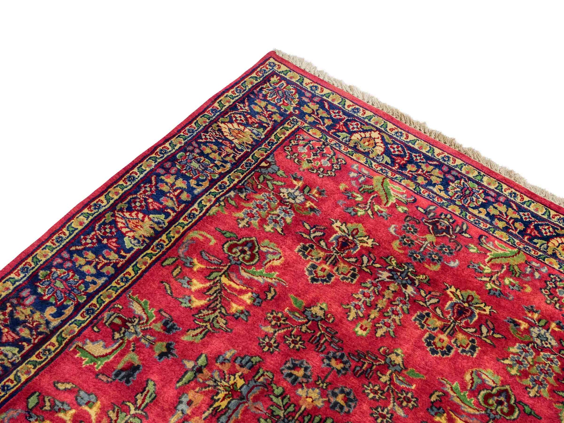 Handgeknüpfter, indischer Orientteppich mit Sarough Design von Khademi aus Wolle, rot. 172x116 cm. Verkauf durch Jupiter Intl.