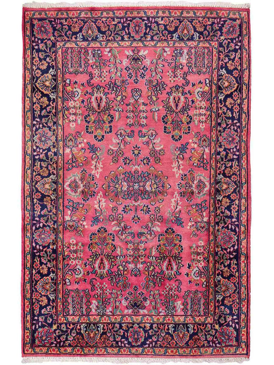 Handgeknüpfter, indischer Orientteppich mit Sarough Design von Khademi aus Wolle, rot. 177x121 cm. Verkauf durch Jupiter Intl.