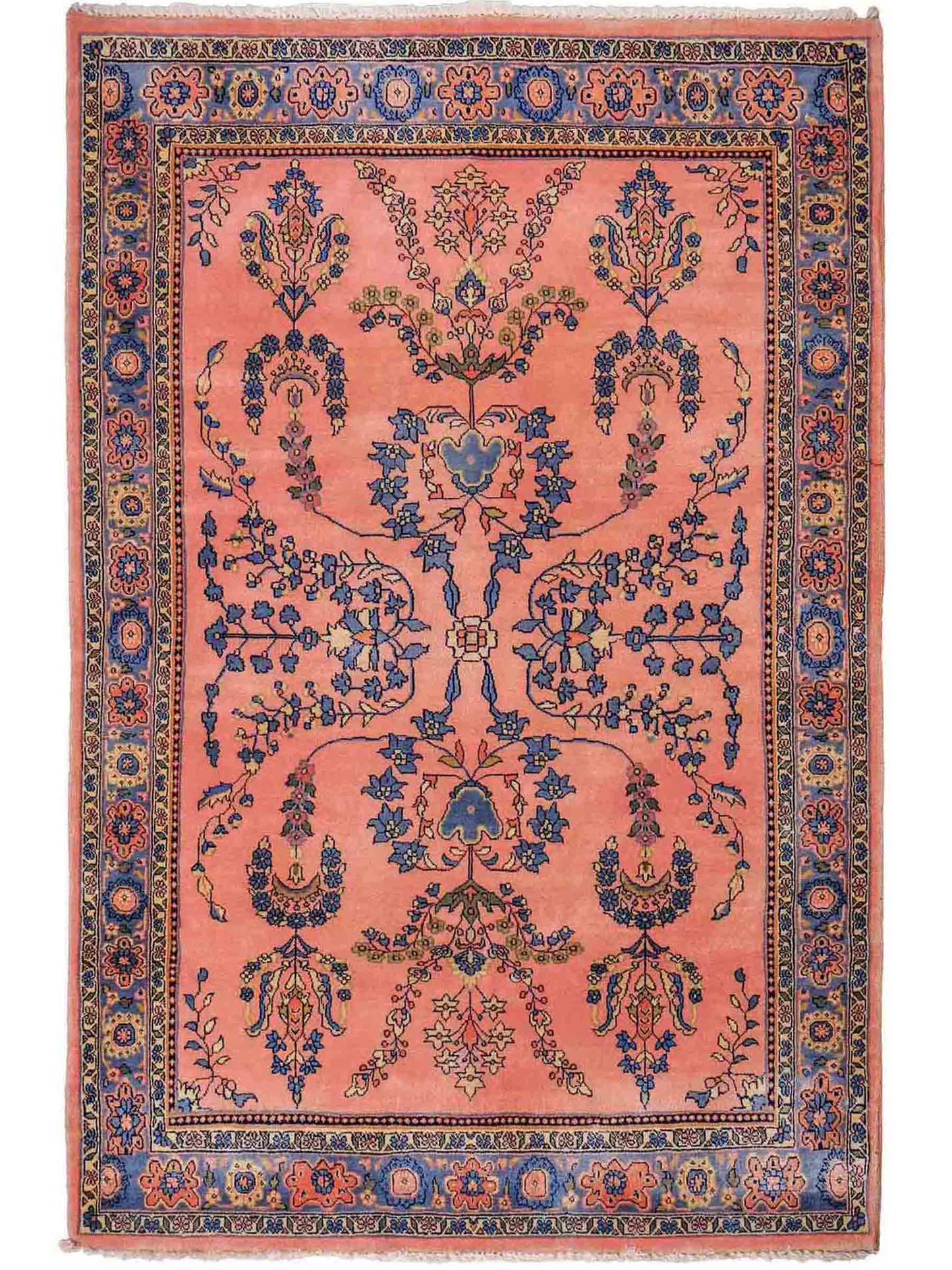 Handgeknüpfter, indischer Orientteppich mit Sarough Design von Khademi aus Wolle, rot. 178x126 cm. Verkauf durch Jupiter Intl.