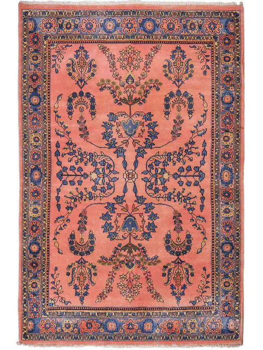 Handgeknüpfter, indischer Orientteppich mit Sarough Design von Khademi aus Wolle, rot. 178x126 cm. Verkauf durch Jupiter Intl.