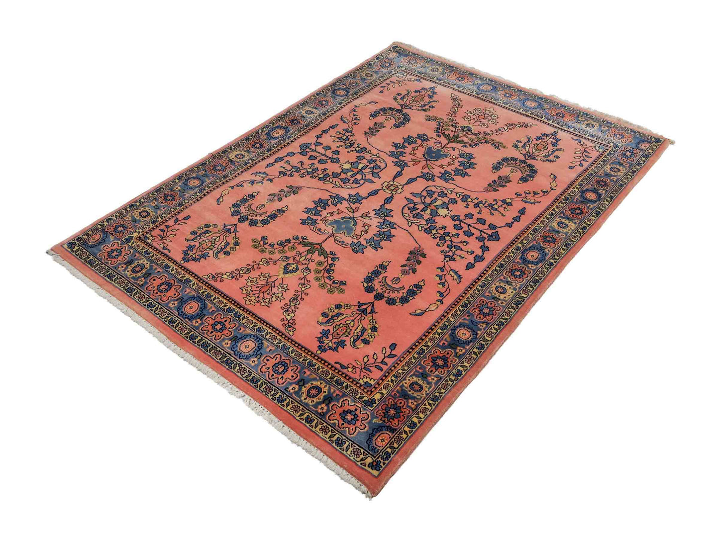 Handgeknüpfter, indischer Orientteppich mit Sarough Design von Khademi aus Wolle, rot. 178x126 cm. Verkauf durch Jupiter Intl.
