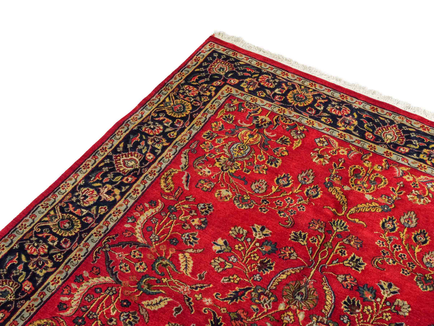 Handgeknüpfter, indischer Orientteppich mit Sarough Design von Khademi aus Wolle, rot. 215x154 cm. Verkauf durch Jupiter Intl.