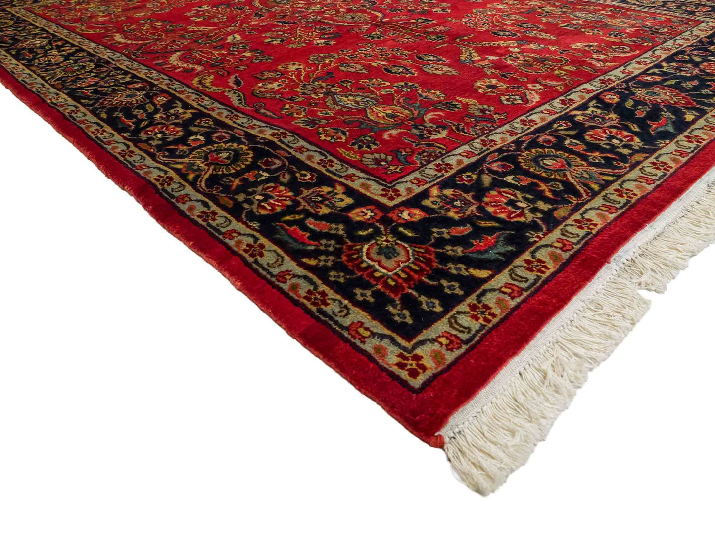 Handgeknüpfter, indischer Orientteppich mit Sarough Design von Khademi aus Wolle, rot. 215x154 cm. Verkauf durch Jupiter Intl.
