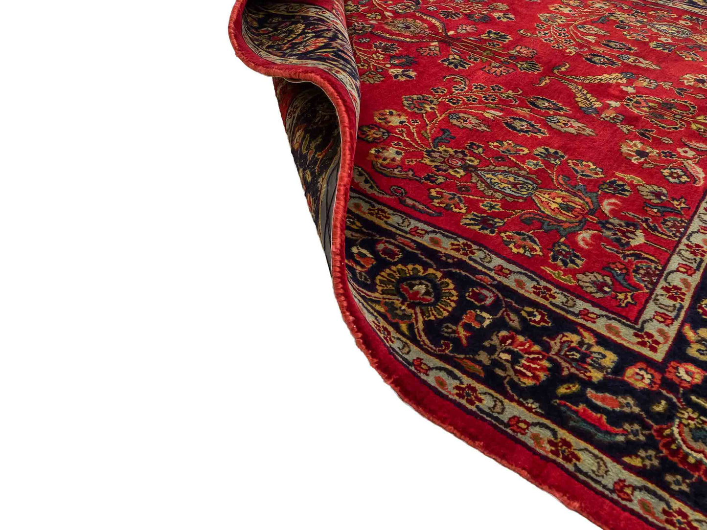 Handgeknüpfter, indischer Orientteppich mit Sarough Design von Khademi aus Wolle, rot. 215x154 cm. Verkauf durch Jupiter Intl.