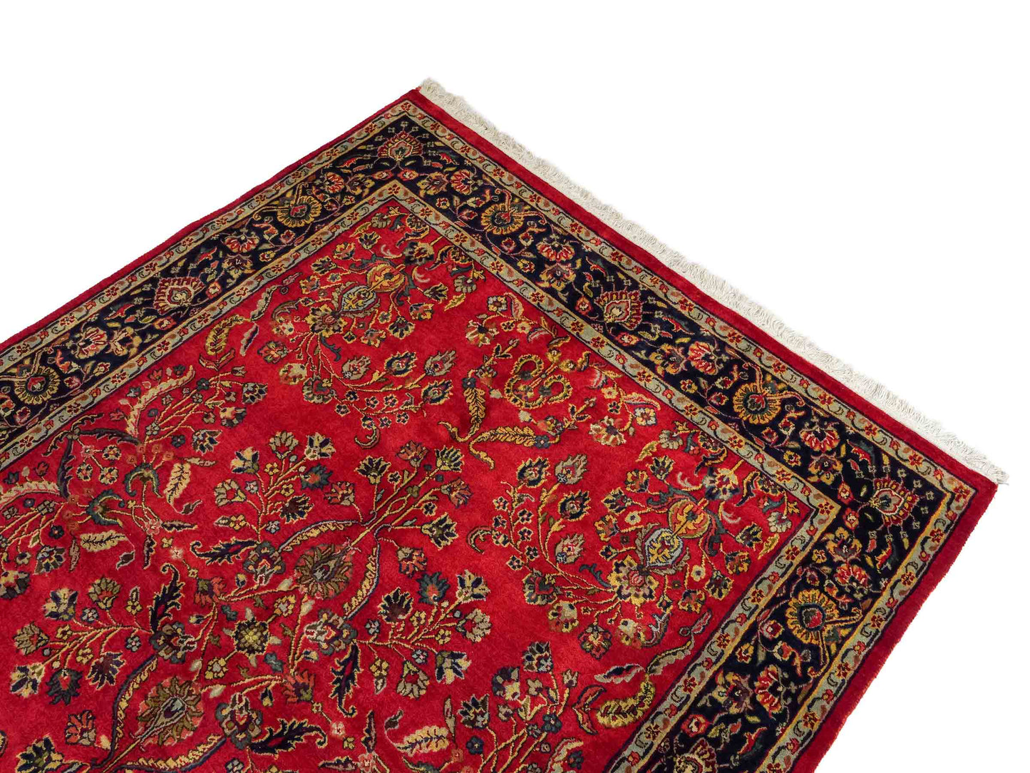 Handgeknüpfter, indischer Orientteppich mit Sarough Design von Khademi aus Wolle, rot. 215x154 cm. Verkauf durch Jupiter Intl.