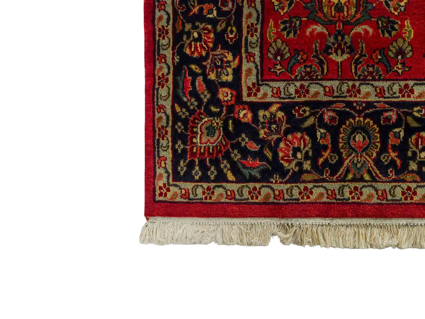 Handgeknüpfter, indischer Orientteppich mit Sarough Design von Khademi aus Wolle, rot. 215x154 cm. Verkauf durch Jupiter Intl.