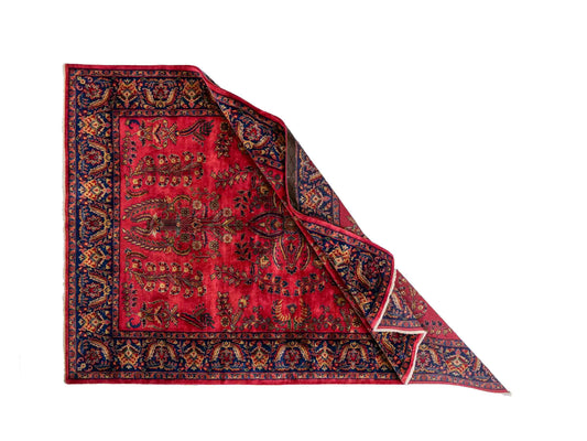 Handgeknüpfter indischer Orientteppich mit Sarough Design von Khademi aus Wolle, rot. 237x170 cm. Verkauf durch Jupiter Intl.