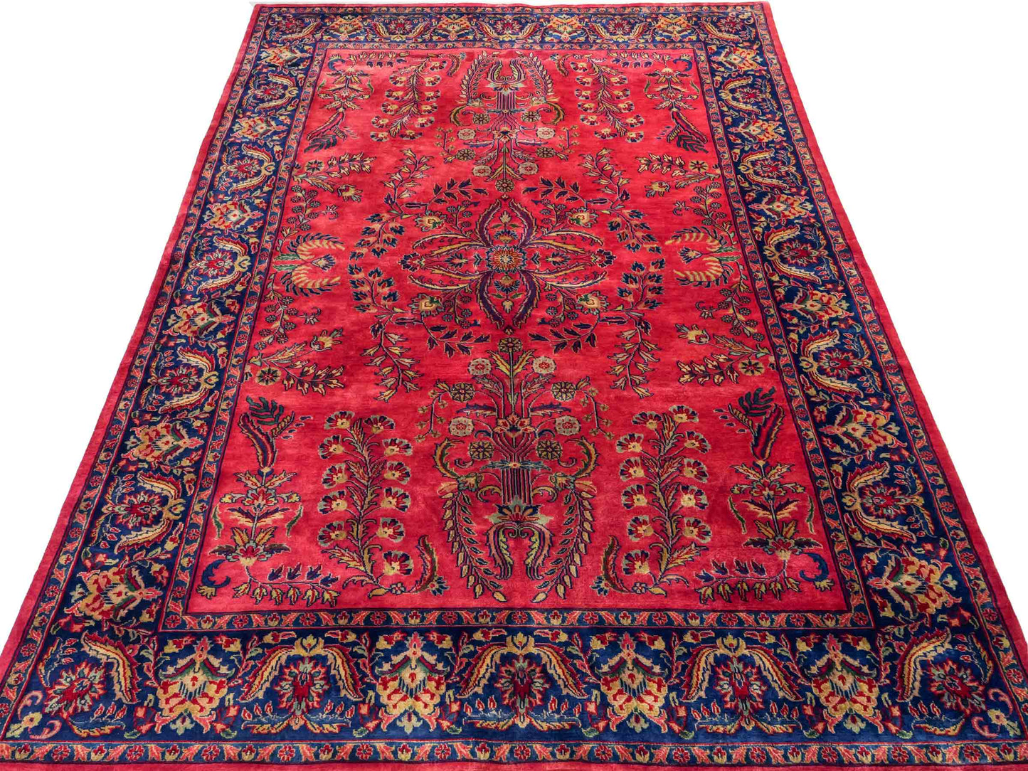 Handgeknüpfter indischer Orientteppich mit Sarough Design von Khademi aus Wolle, rot. 237x170 cm. Verkauf durch Jupiter Intl.