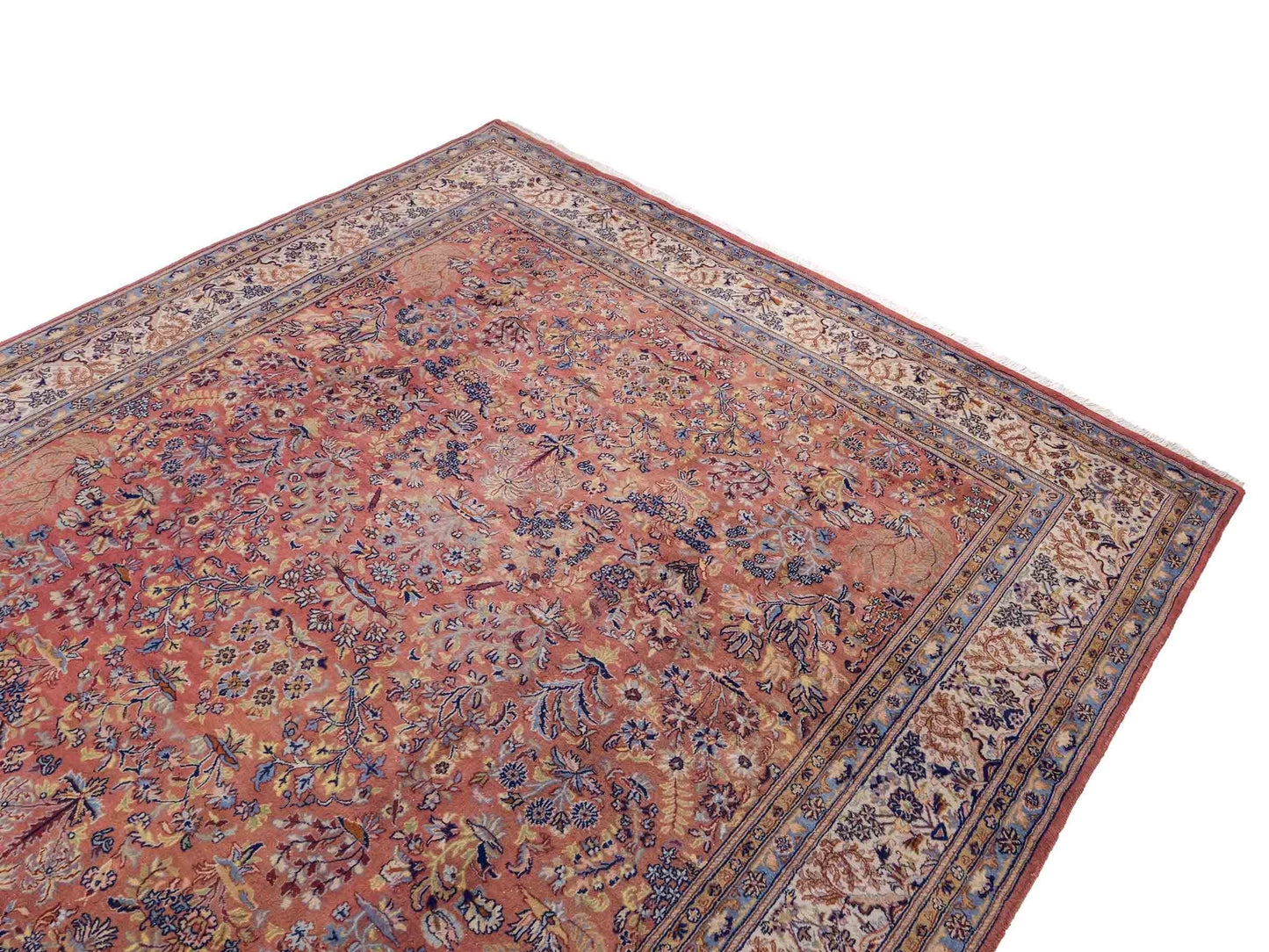 Sehr feiner, handgeknüpfter Indo Sarough Orientteppich aus Wolle von Khademi. Farbe: Rot, cremeweiß, blau. Größe: 295 x 240 cm. Vertrieb durch JUPITER Intl.