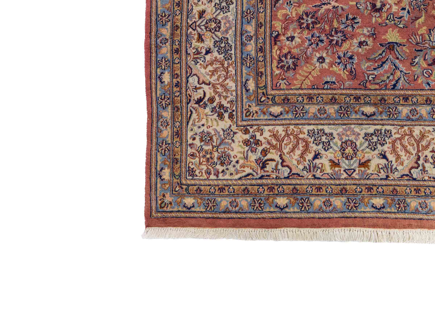 Sehr feiner, handgeknüpfter Indo Sarough Orientteppich aus Wolle von Khademi. Farbe: Rot, cremeweiß, blau. Größe: 295 x 240 cm. Vertrieb durch JUPITER Intl.