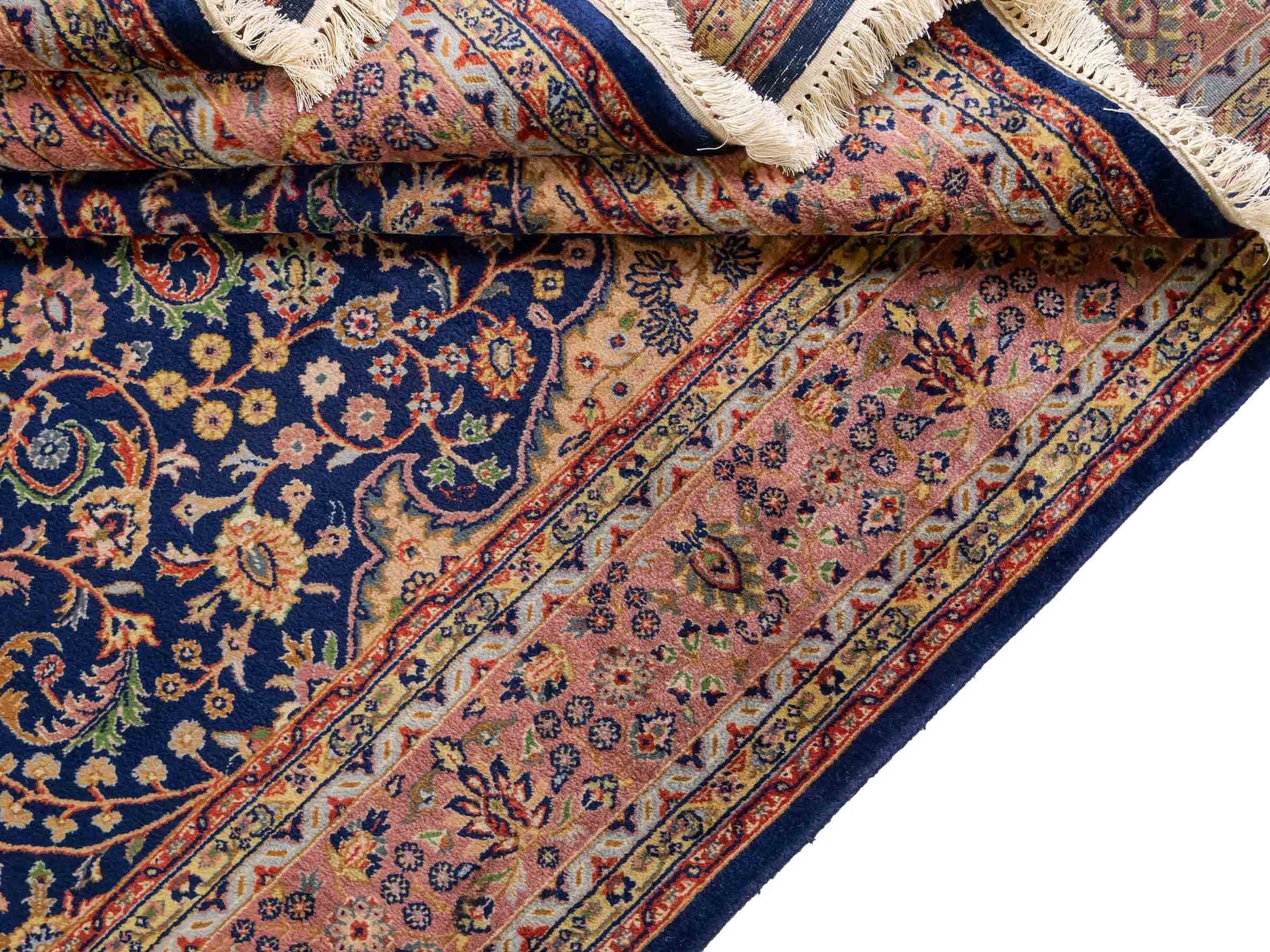 Feiner, handgeknüpfter Indo Täbriz Orientteppich aus Wolle von Khademi. Größe: 290 x 200 cm. Farbe: Blau, beige, braun. Verkauf durch JUPITER Intl.