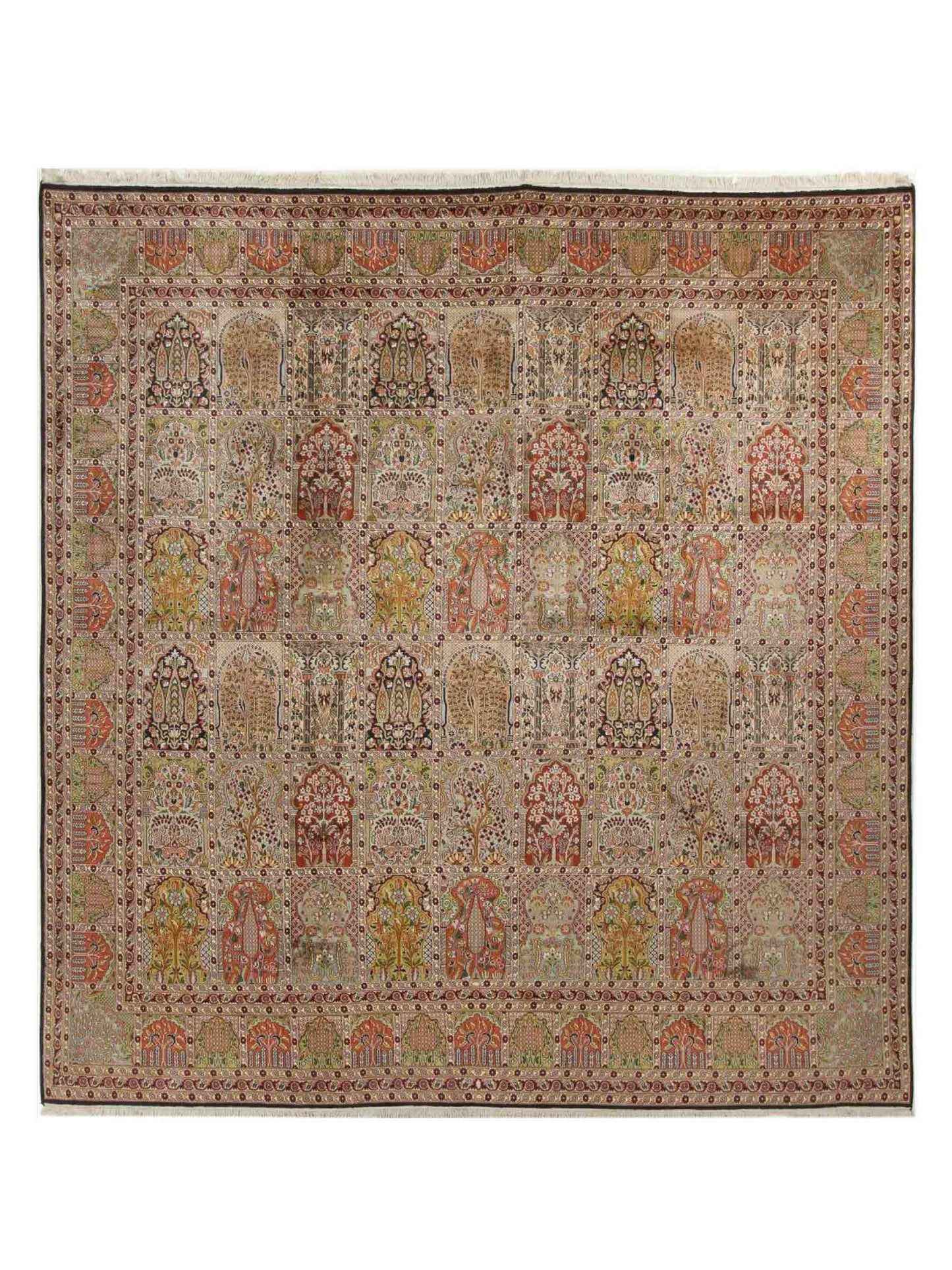 Sehr feiner, handgeknüpfter Kaschmir Seide Orientteppich von Khademi, blau, grün, multicolor. 311x303 cm. Verkauf durch Jupiter Intl.