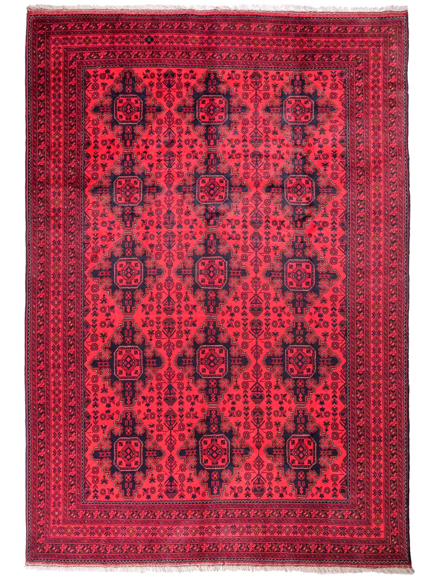 Feiner, handgeknüpfter Khal Mohammadi Orientteppich aus Wolle von Khademi. Größe: 290 x 197 cm. Farbe: Rot, blau. Verkauf durch JUPITER Intl.