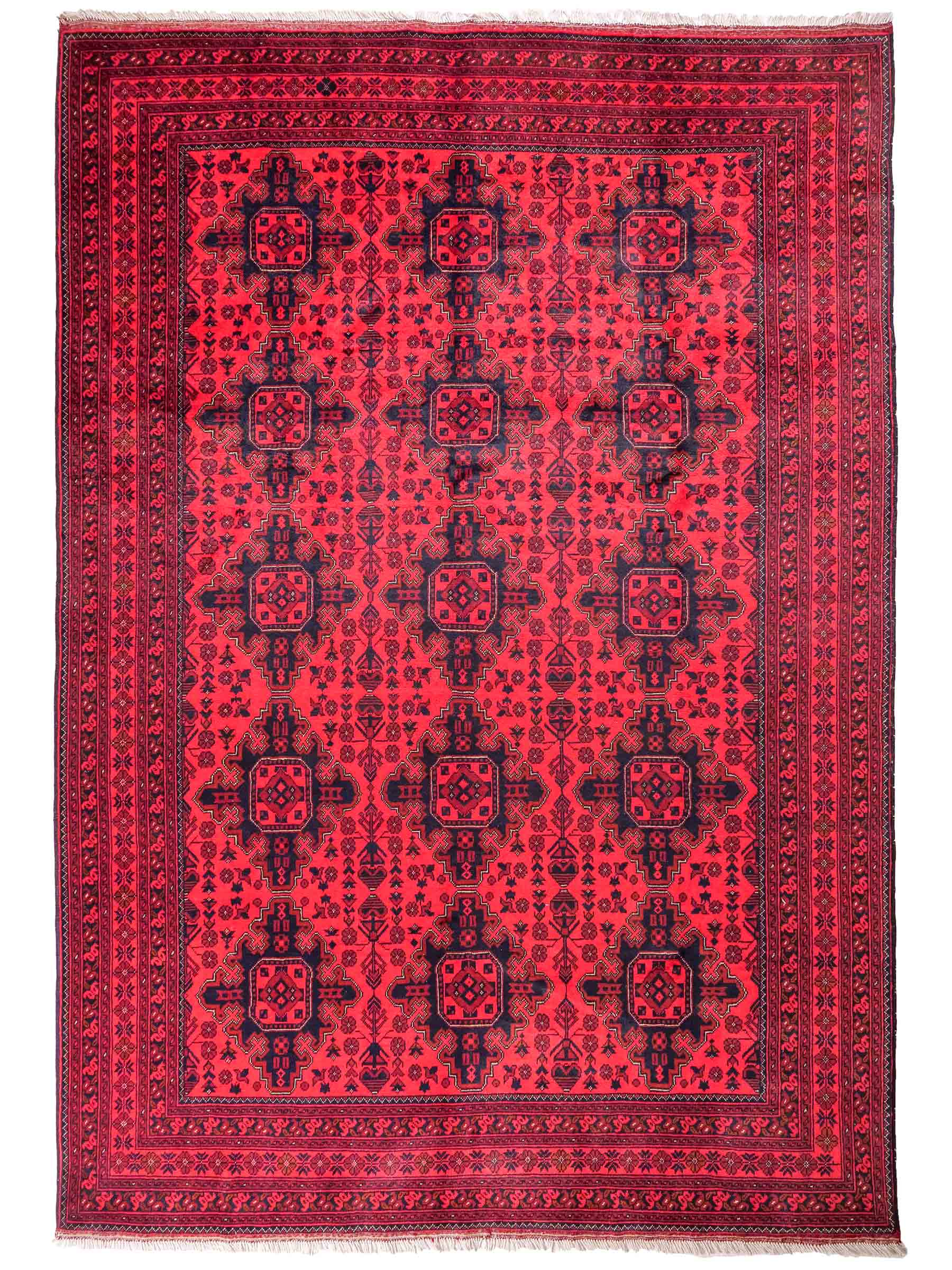 Feiner, handgeknüpfter Khal Mohammadi Orientteppich aus Wolle von Khademi. Größe: 290 x 197 cm. Farbe: Rot, blau. Verkauf durch JUPITER Intl.
