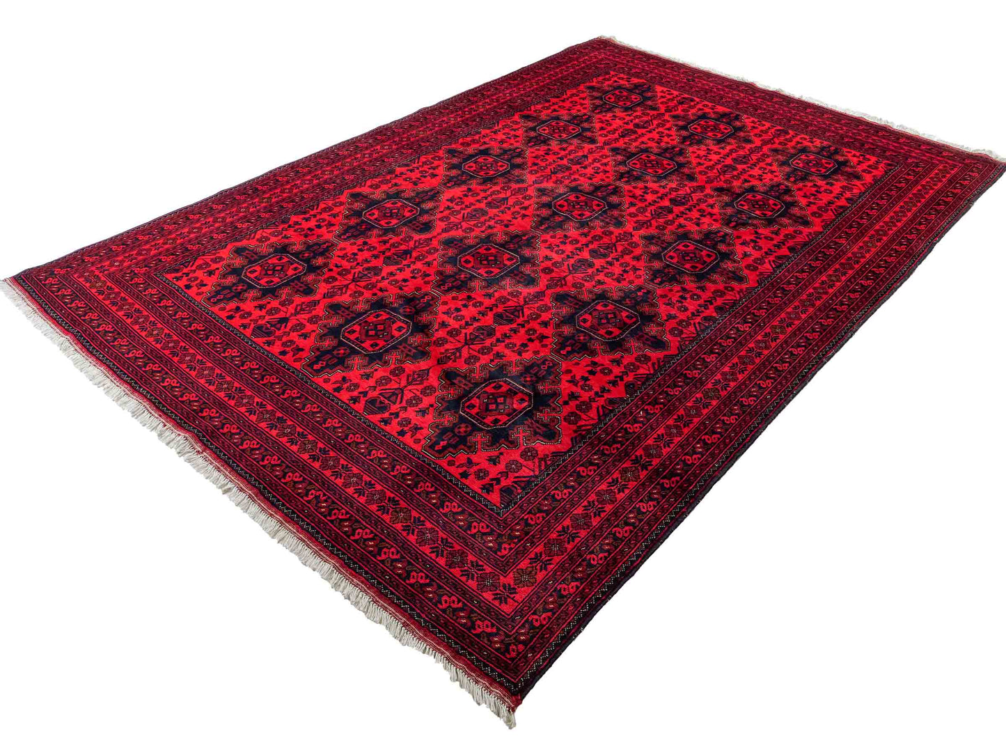 Feiner, handgeknüpfter Khal Mohammadi Orientteppich aus Wolle von Khademi. Größe: 290 x 197 cm. Farbe: Rot, blau. Verkauf durch JUPITER Intl.