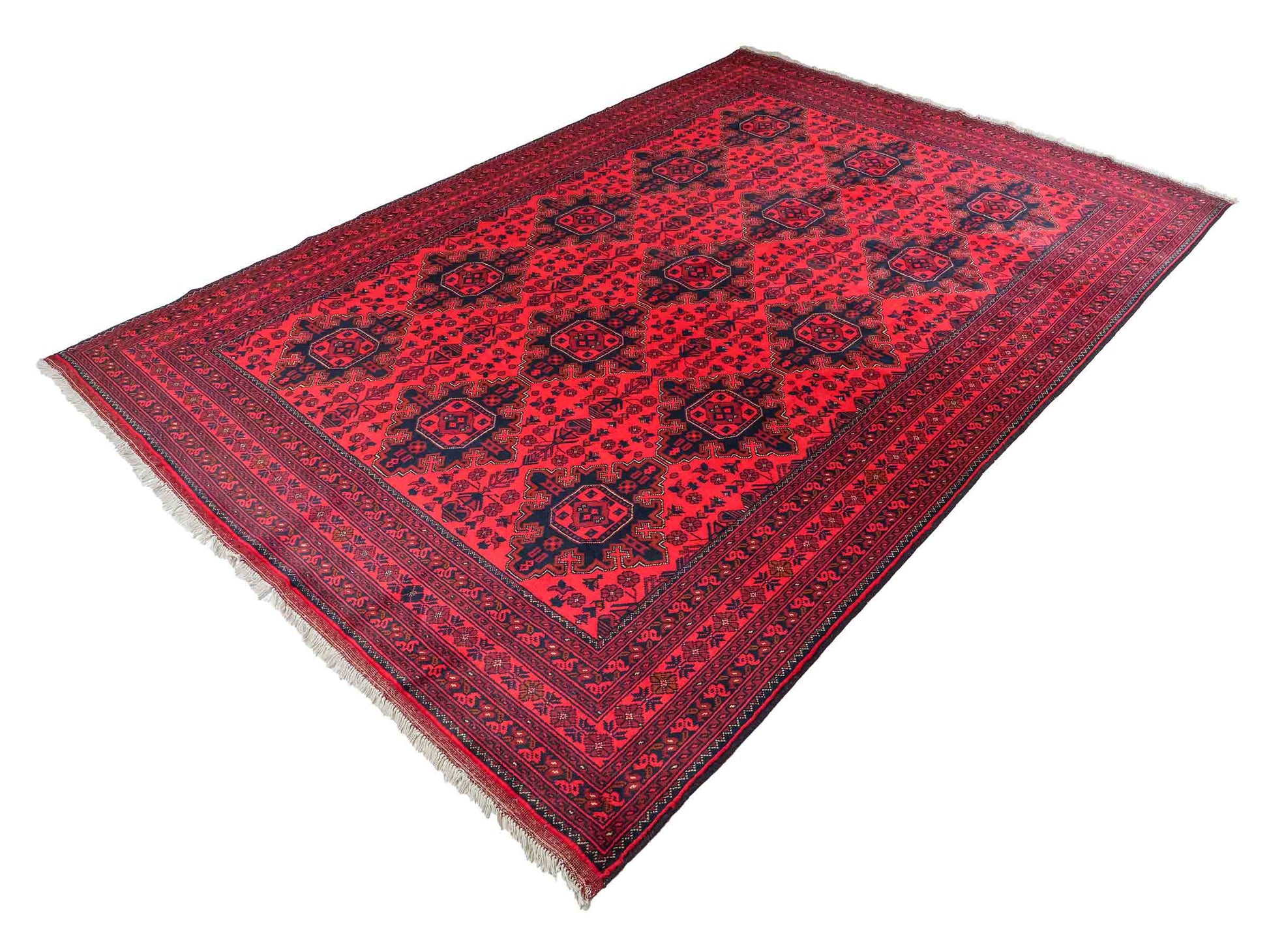 Feiner, handgeknüpfter Khal Mohammadi Orientteppich aus Wolle von Khademi. Größe: 290 x 197 cm. Farbe: Rot, blau. Verkauf durch JUPITER Intl.