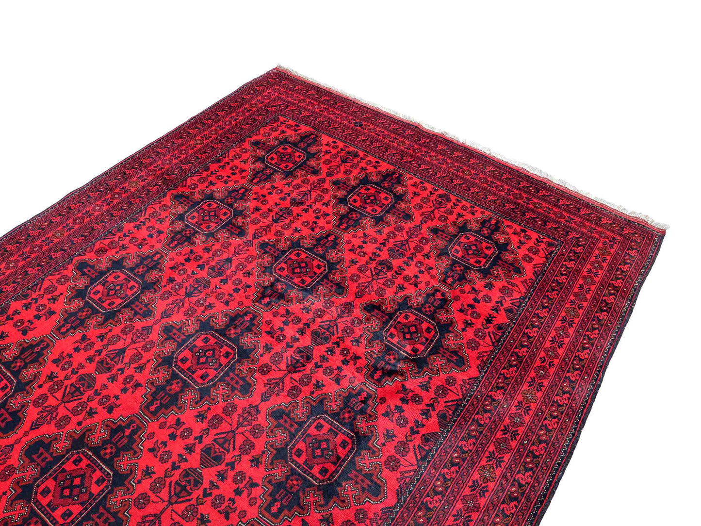 Feiner, handgeknüpfter Khal Mohammadi Orientteppich aus Wolle von Khademi. Größe: 290 x 197 cm. Farbe: Rot, blau. Verkauf durch JUPITER Intl.