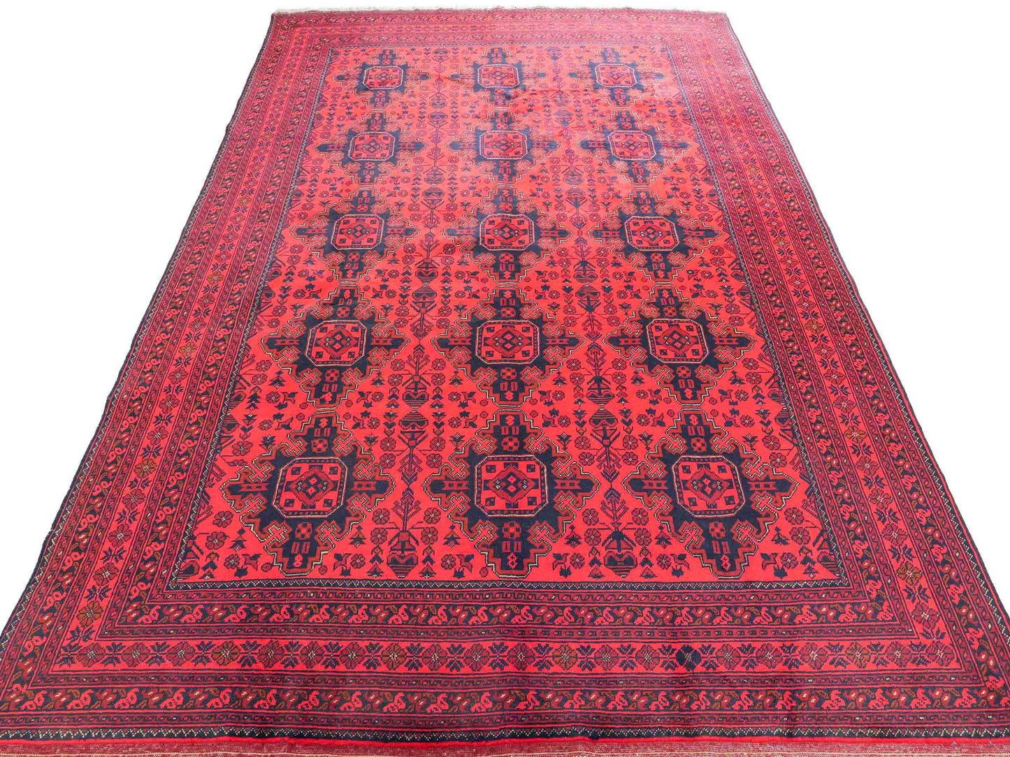 Feiner, handgeknüpfter Khal Mohammadi Orientteppich aus Wolle von Khademi. Größe: 290 x 197 cm. Farbe: Rot, blau. Verkauf durch JUPITER Intl.