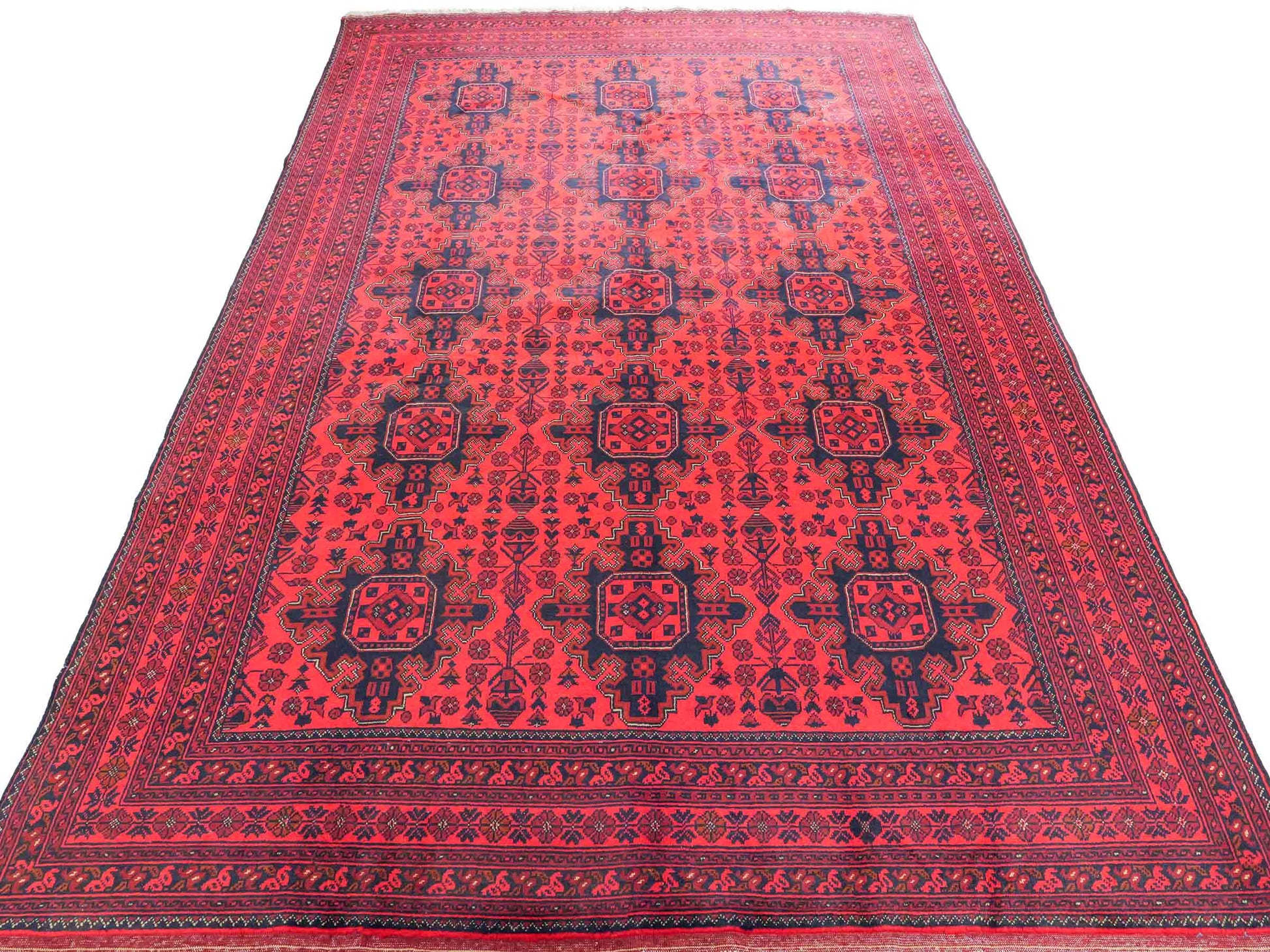 Feiner, handgeknüpfter Khal Mohammadi Orientteppich aus Wolle von Khademi. Größe: 290 x 197 cm. Farbe: Rot, blau. Verkauf durch JUPITER Intl.