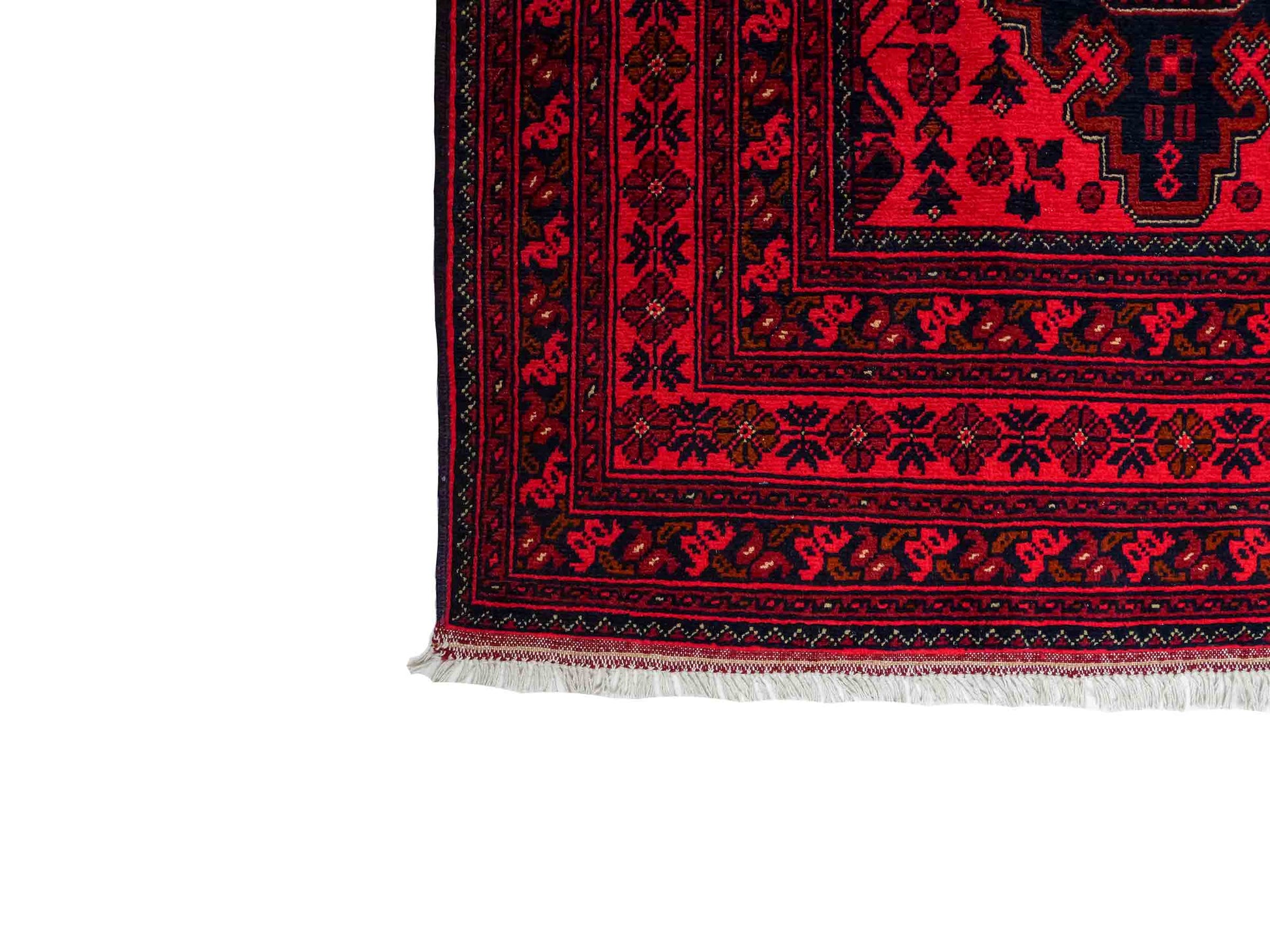Feiner, handgeknüpfter Khal Mohammadi Orientteppich aus Wolle von Khademi. Größe: 290 x 197 cm. Farbe: Rot, blau. Verkauf durch JUPITER Intl.