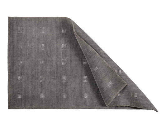 Moderner, Handloom Lori Gabbeh Orientteppich von Khademi aus Wolle, grau. Geometrisches Nomaden-Design. Produziert in Indien. Größe: 150x91cm. Teppichnummer: KB4-1546. Verkauf durch Jupiter Intl.