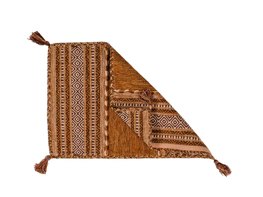 Handgewebter, moderner Indo Kelim Orientteppich von Khademi aus Baumwolle, braun. Geometrisches Design. Von Hand gewebt in Indien. Größe: 90x60cm. Teppichnummer: KB4-1638. Verkauf durch Jupiter Intl.