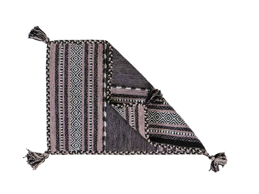 Handgewebter, moderner Indo Kelim Orientteppich von Khademi aus Baumwolle, navy. Geometrisches Design. Von Hand gewebt in Indien. Größe: 90x60cm. Teppichnummer: KB4-1634. Verkauf durch Jupiter Intl.