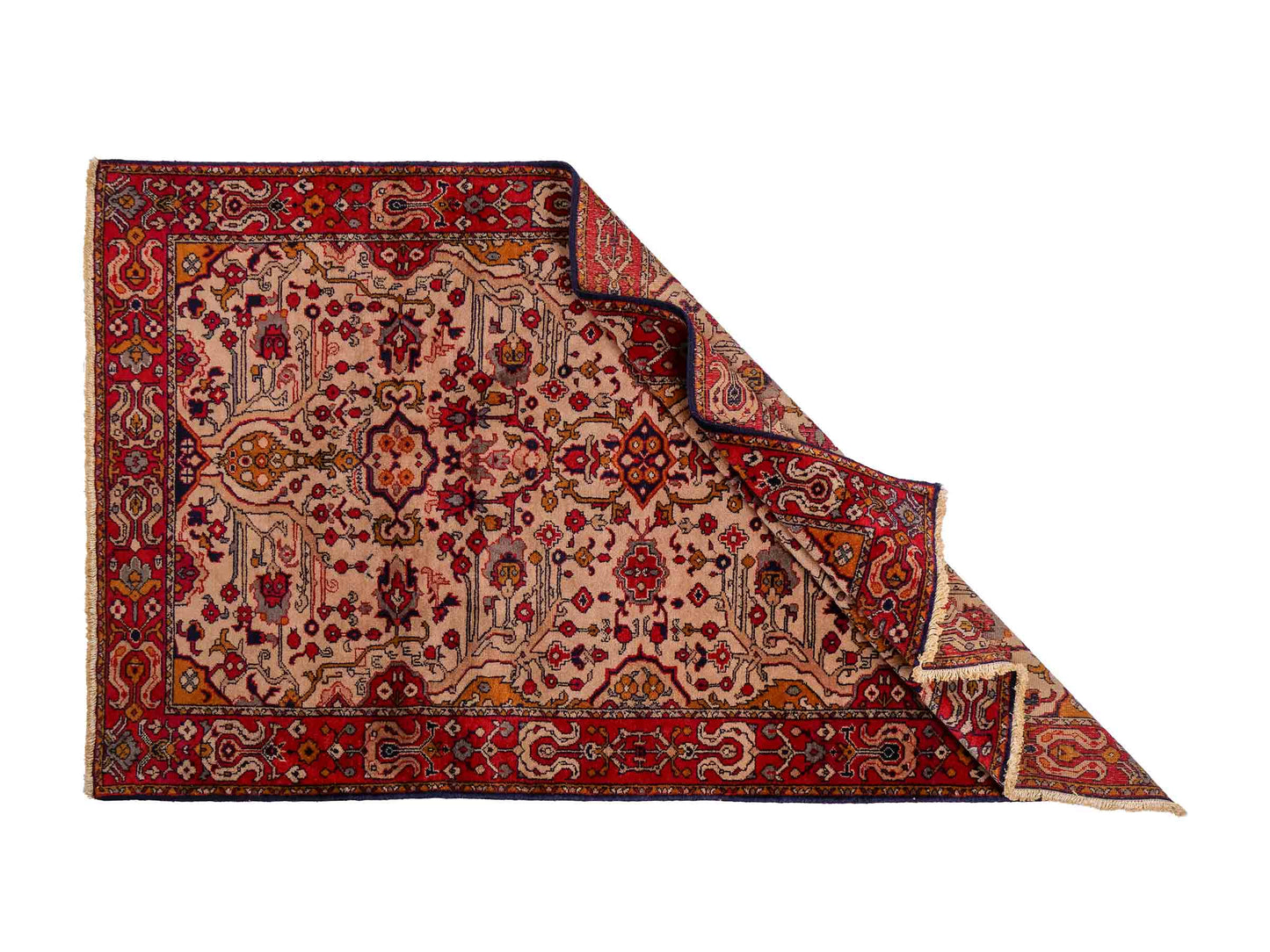 Handgeknüpfter, kaukasischer Orientteppich aus Wolle von Khademi. Größe: 182 x 126 cm. Farbe: Cremeweiß, rot. Verkauf durch JUPITER Intl.