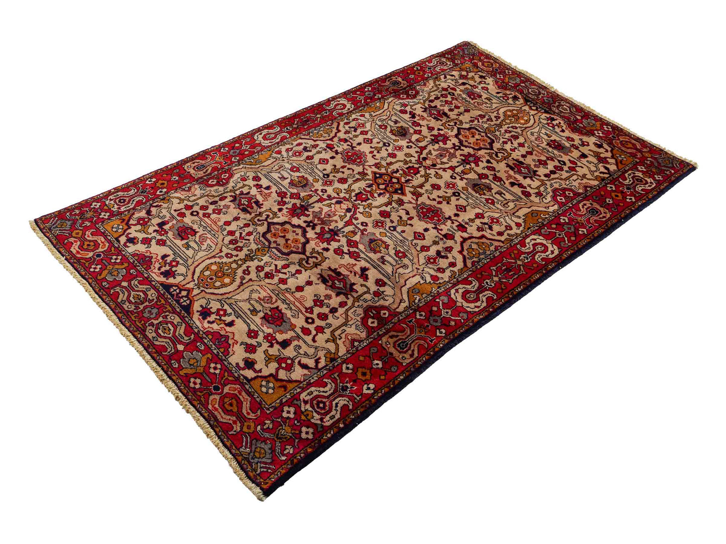 Handgeknüpfter, kaukasischer Orientteppich aus Wolle von Khademi. Größe: 182 x 126 cm. Farbe: Cremeweiß, rot. Verkauf durch JUPITER Intl.