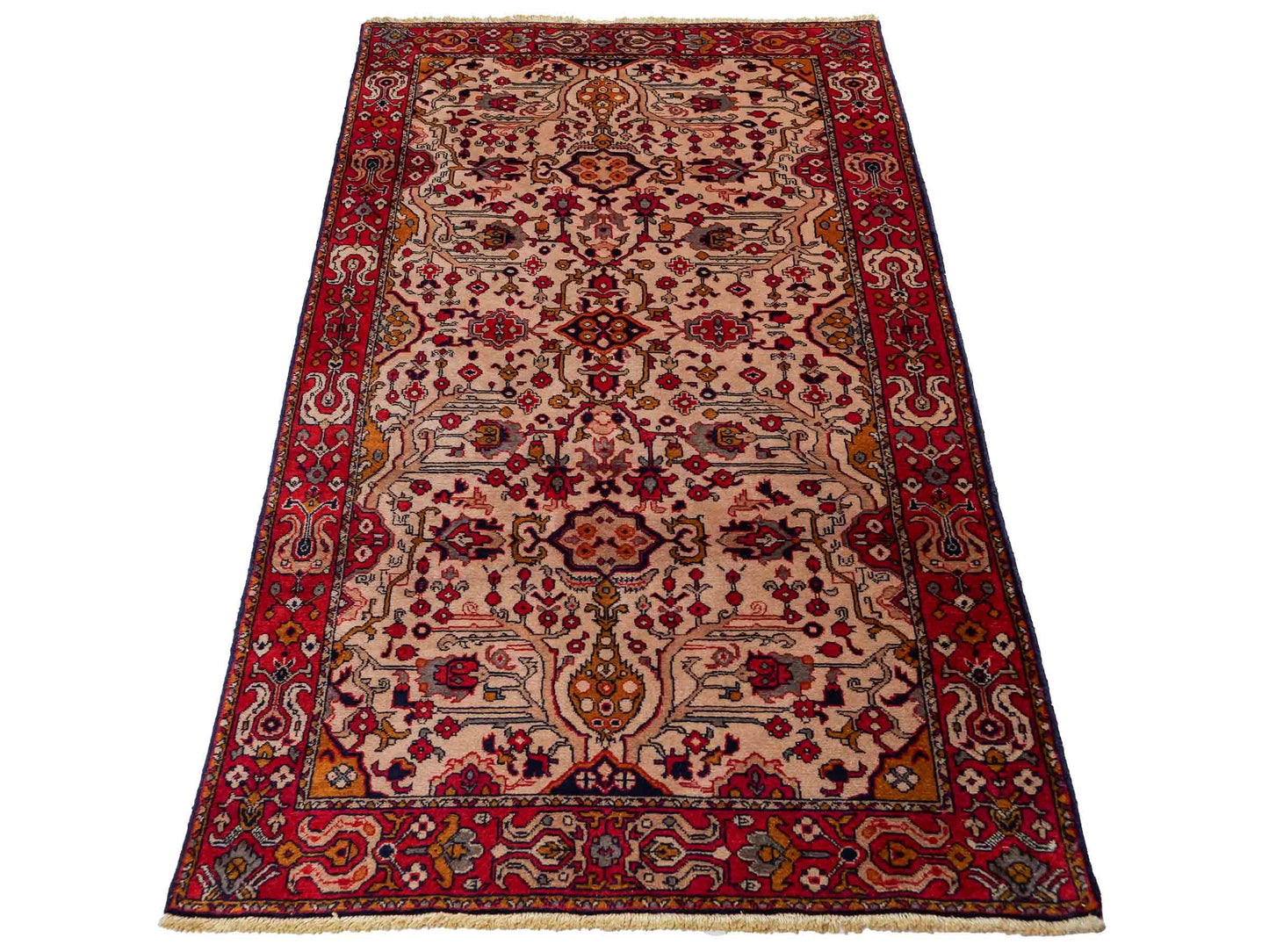 Handgeknüpfter, kaukasischer Orientteppich aus Wolle von Khademi. Größe: 182 x 126 cm. Farbe: Cremeweiß, rot. Verkauf durch JUPITER Intl.