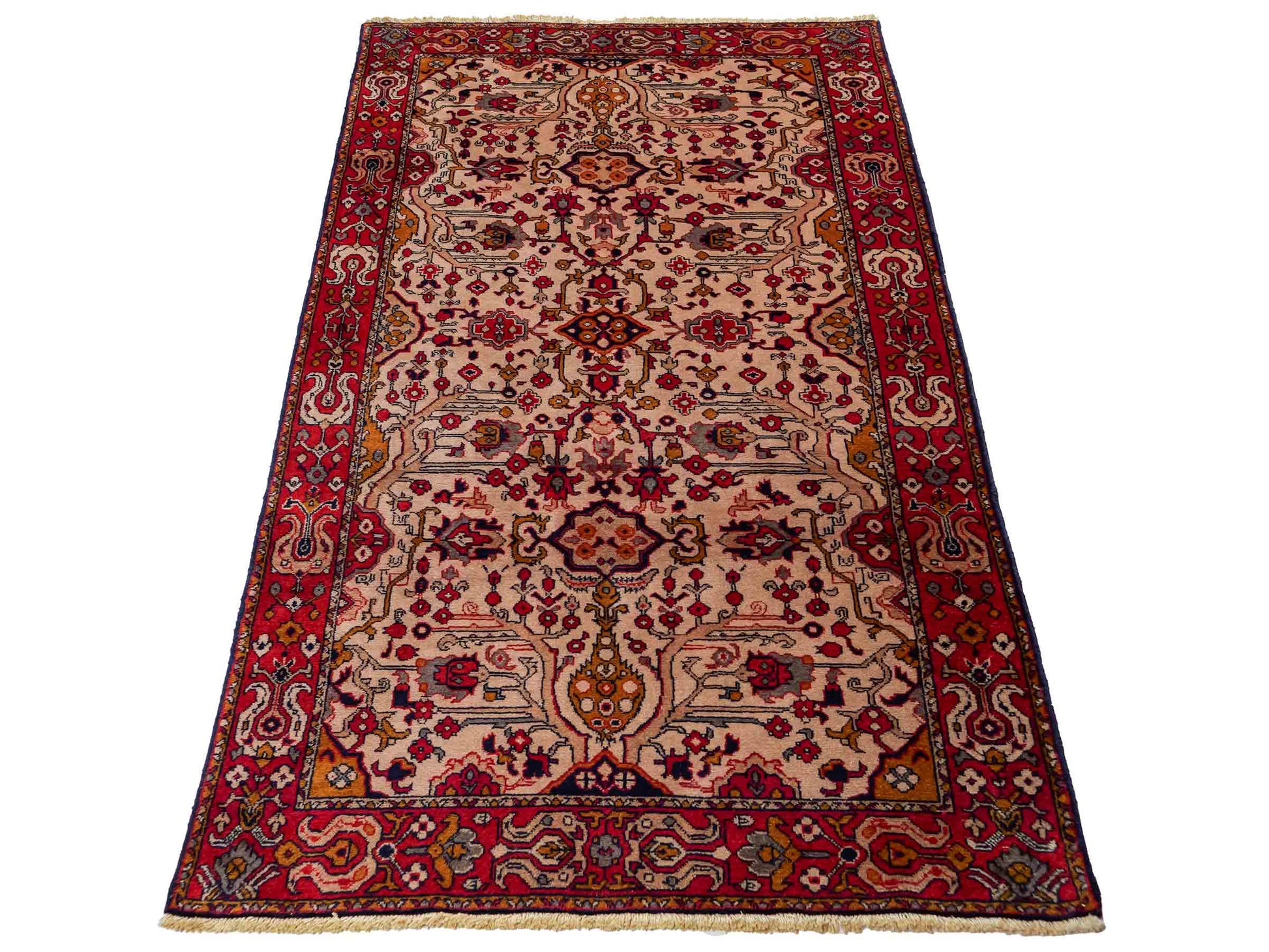 Handgeknüpfter, kaukasischer Orientteppich aus Wolle von Khademi. Größe: 182 x 126 cm. Farbe: Cremeweiß, rot. Verkauf durch JUPITER Intl.