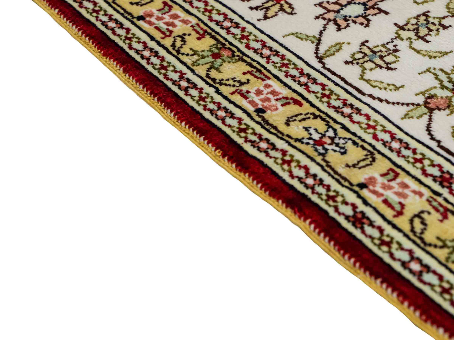 Feiner, handgeknüpfter, chinesischer Orientteppich mit Nain Design aus Kunstseide, rot, weiß, creme. 272x188 cm. Verkauf durch Jupiter Intl.
