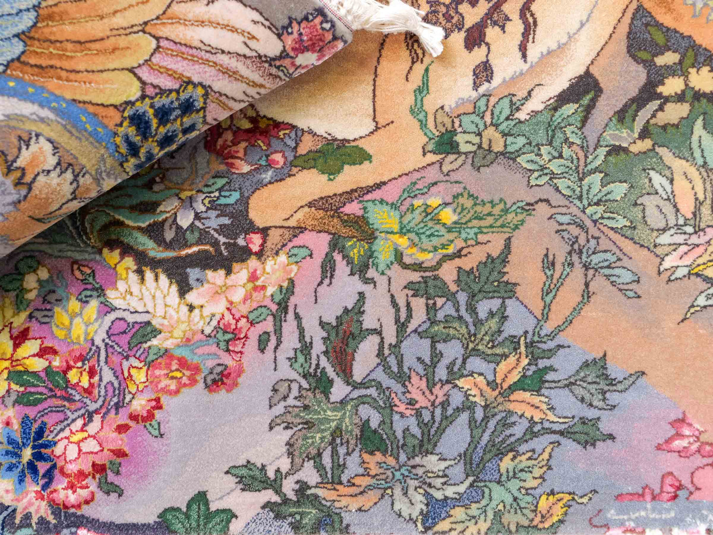 Sehr feiner, handgeknüpfter Khademi Orientteppich mit Täbriz Design aus Wolle mit Seide. Unikat. 64x45 cm. Vertrieb durch Jupiter Intl.