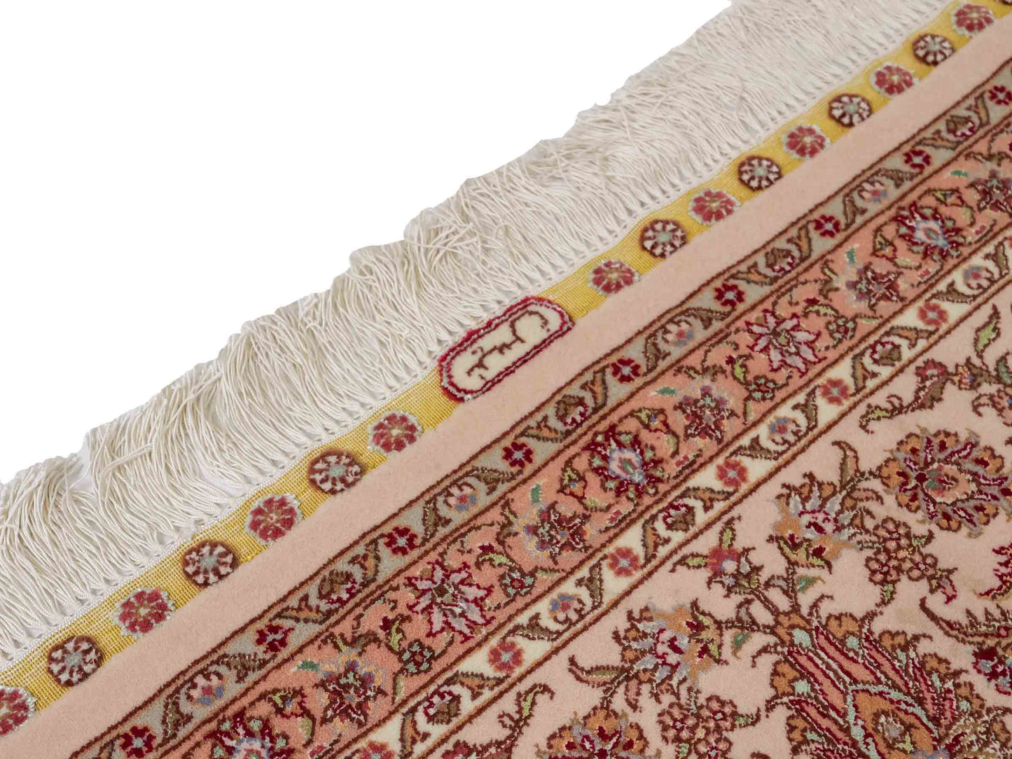 Sehr feiner, handgeknpüfter Khademi Orientteppich mit Täbriz Design aus Wolle mit Seide, creme, weiß. 306x208 cm. Vertrieb durch Jupiter Intl.