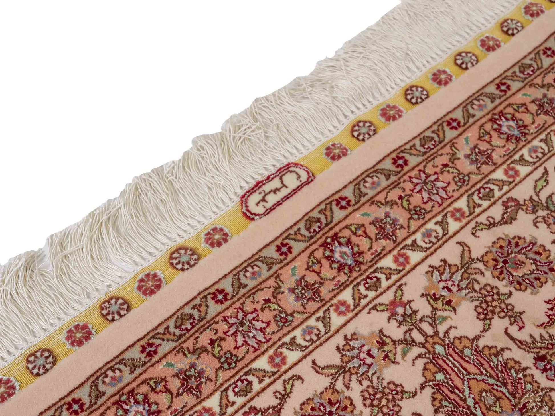 Sehr feiner, handgeknpüfter Khademi Orientteppich mit Täbriz Design aus Wolle mit Seide, creme, weiß. 306x208 cm. Vertrieb durch Jupiter Intl.