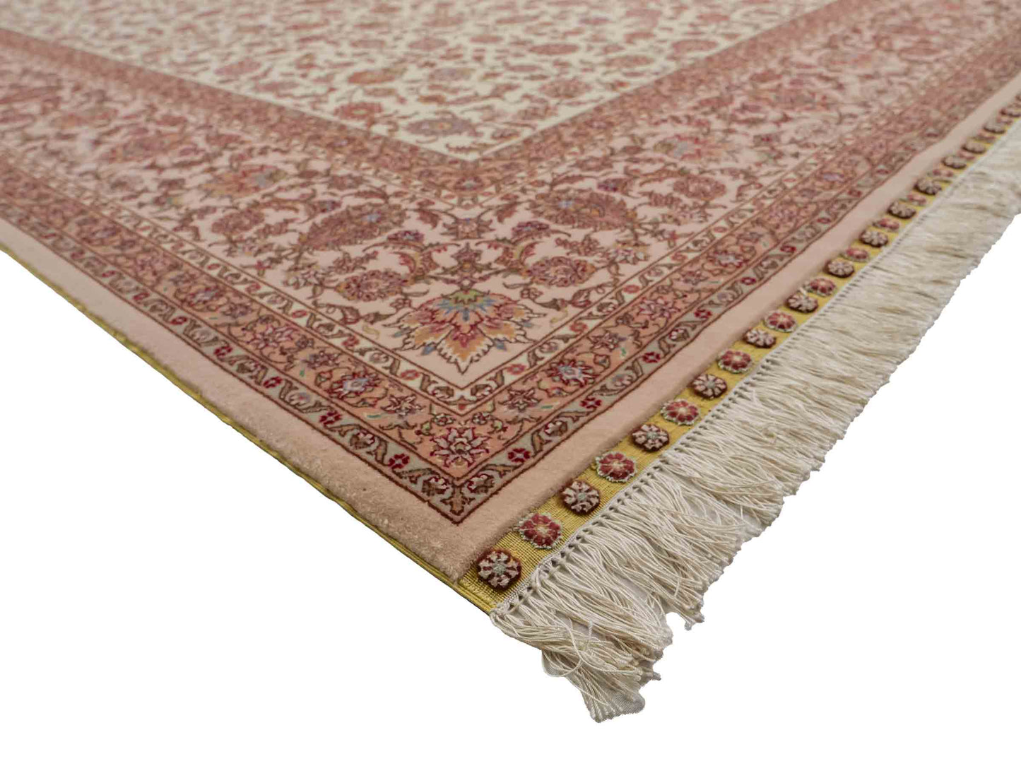 Sehr feiner, handgeknpüfter Khademi Orientteppich mit Täbriz Design aus Wolle mit Seide, creme, weiß. 306x208 cm. Vertrieb durch Jupiter Intl.