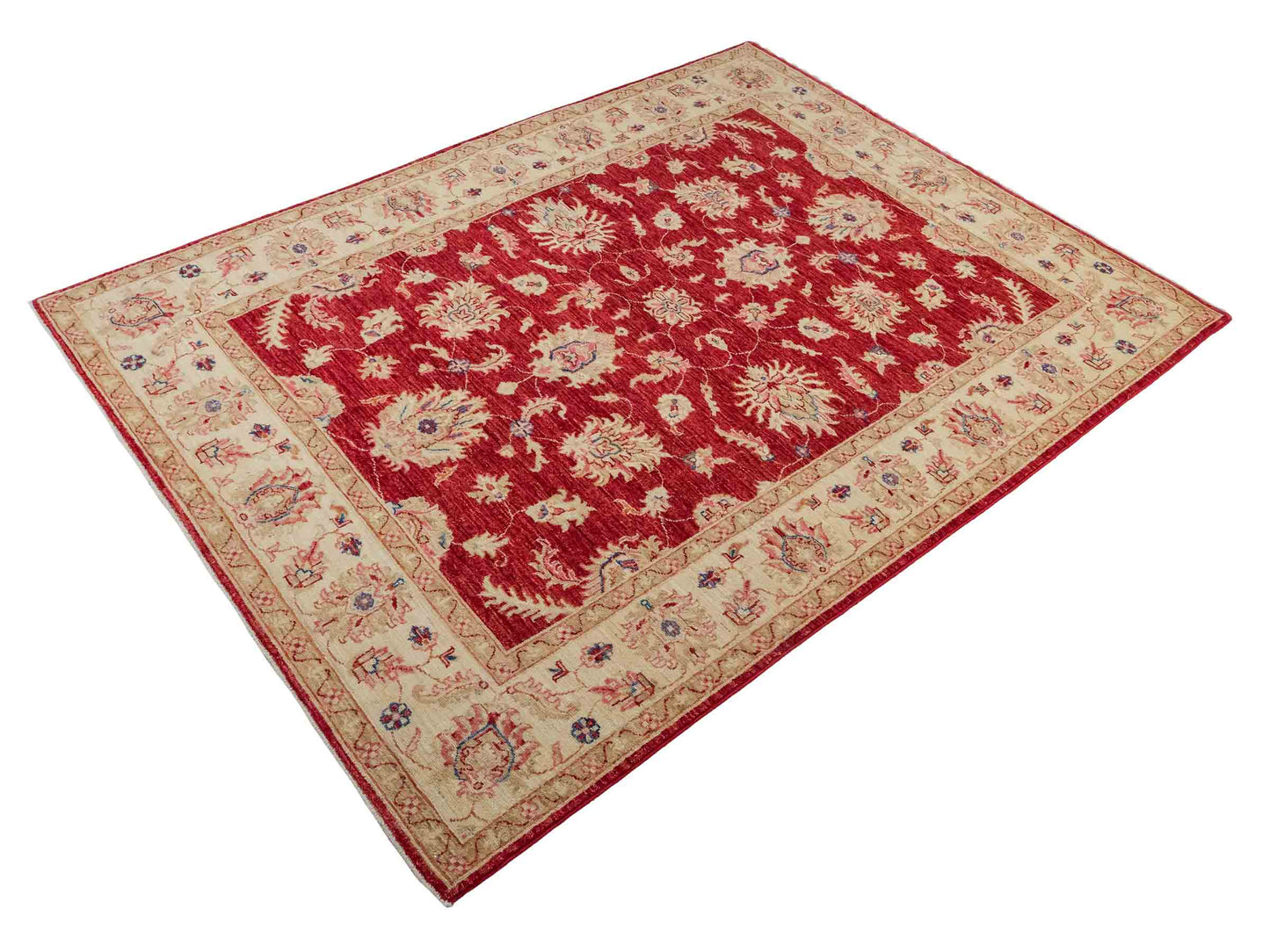 Feiner, handgeknüpfter Ziegler Farahan Chobi Orientteppich aus reiner Wolle mit Allover-Muster von Khademi. Größe: 197 x 154 cm. Farbe: Rot, gold. RB3-1882. Ursprung: Afghanistan. Verkauf durch JUPITER Intl.