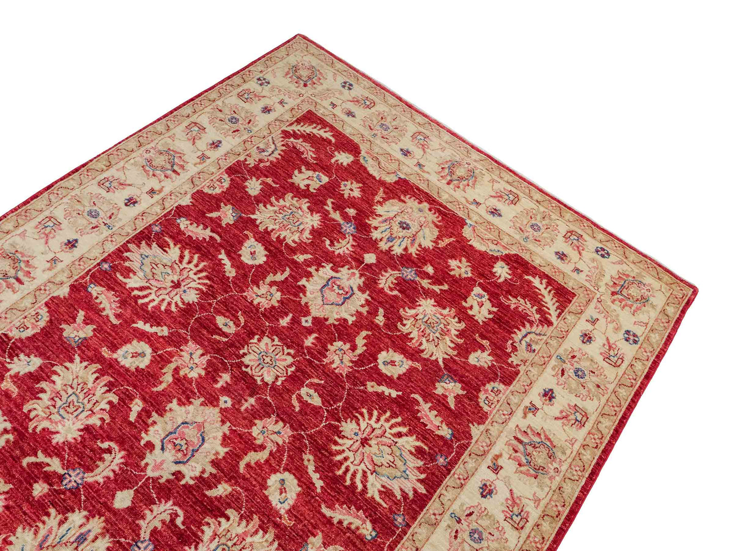 Feiner, handgeknüpfter Ziegler Farahan Chobi Orientteppich aus reiner Wolle mit Allover-Muster von Khademi. Größe: 197 x 154 cm. Farbe: Rot, gold. RB3-1882. Ursprung: Afghanistan. Verkauf durch JUPITER Intl.