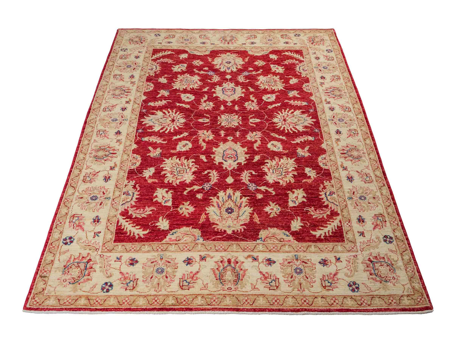 Feiner, handgeknüpfter Ziegler Farahan Chobi Orientteppich aus reiner Wolle mit Allover-Muster von Khademi. Größe: 197 x 154 cm. Farbe: Rot, gold. RB3-1882. Ursprung: Afghanistan. Verkauf durch JUPITER Intl.