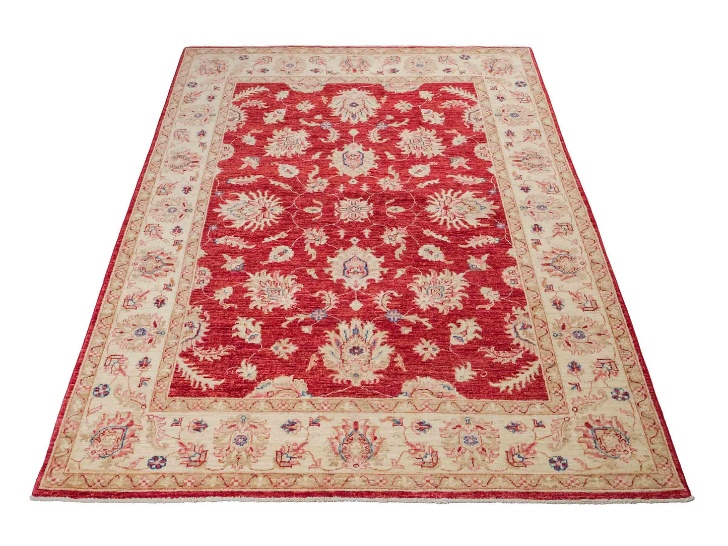 Feiner, handgeknüpfter Ziegler Farahan Chobi Orientteppich aus reiner Wolle mit Allover-Muster von Khademi. Größe: 197 x 154 cm. Farbe: Rot, gold. RB3-1882. Ursprung: Afghanistan. Verkauf durch JUPITER Intl.