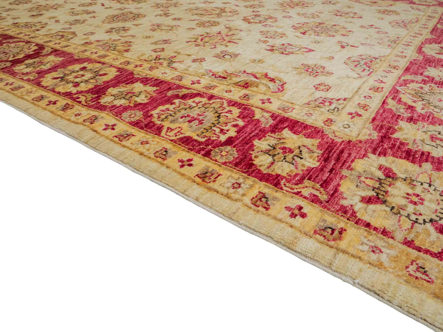 Feiner, handgeknüpfter Ziegler Farahan Chobi Orientteppich aus reiner Wolle mit Allover-Muster von Khademi. Größe: 256 x 173 cm. Farbe: Beige, gold, rot. RB3-315. Ursprung: Afghanistan. Verkauf durch JUPITER Intl.