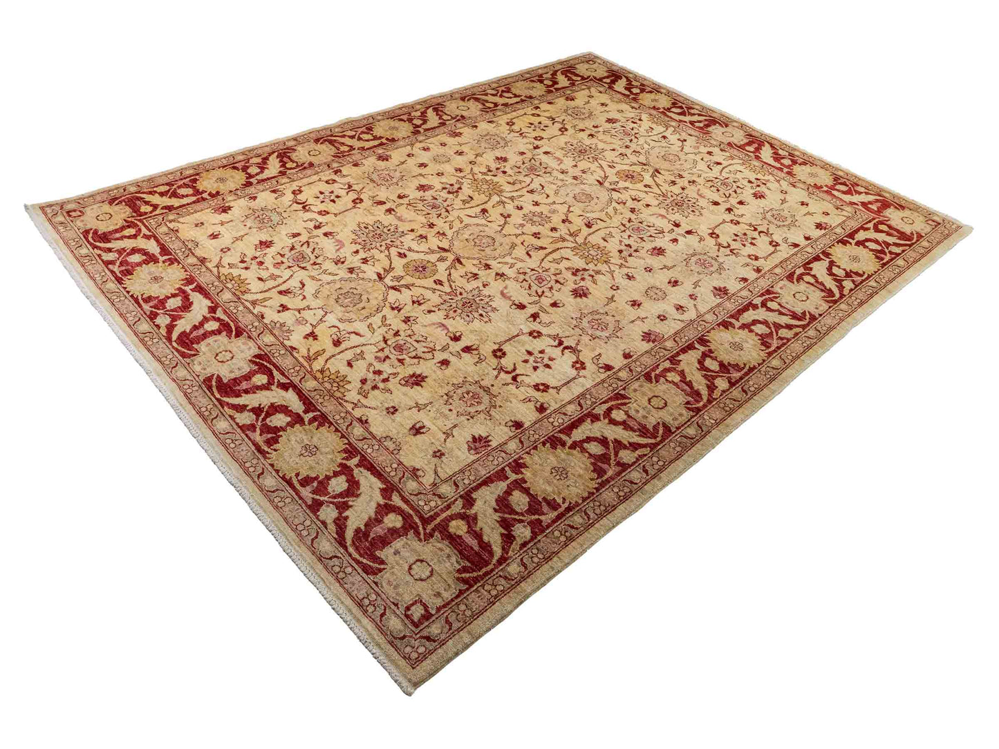 Feiner, handgeknüpfter Ziegler Farahan Chobi Orientteppich aus reiner Wolle mit Allover-Muster von Khademi. Größe: 301 x 202 cm. Farbe: Beige, gold, rot. RB3-433A. Ursprung: Afghanistan. Verkauf durch JUPITER Intl.