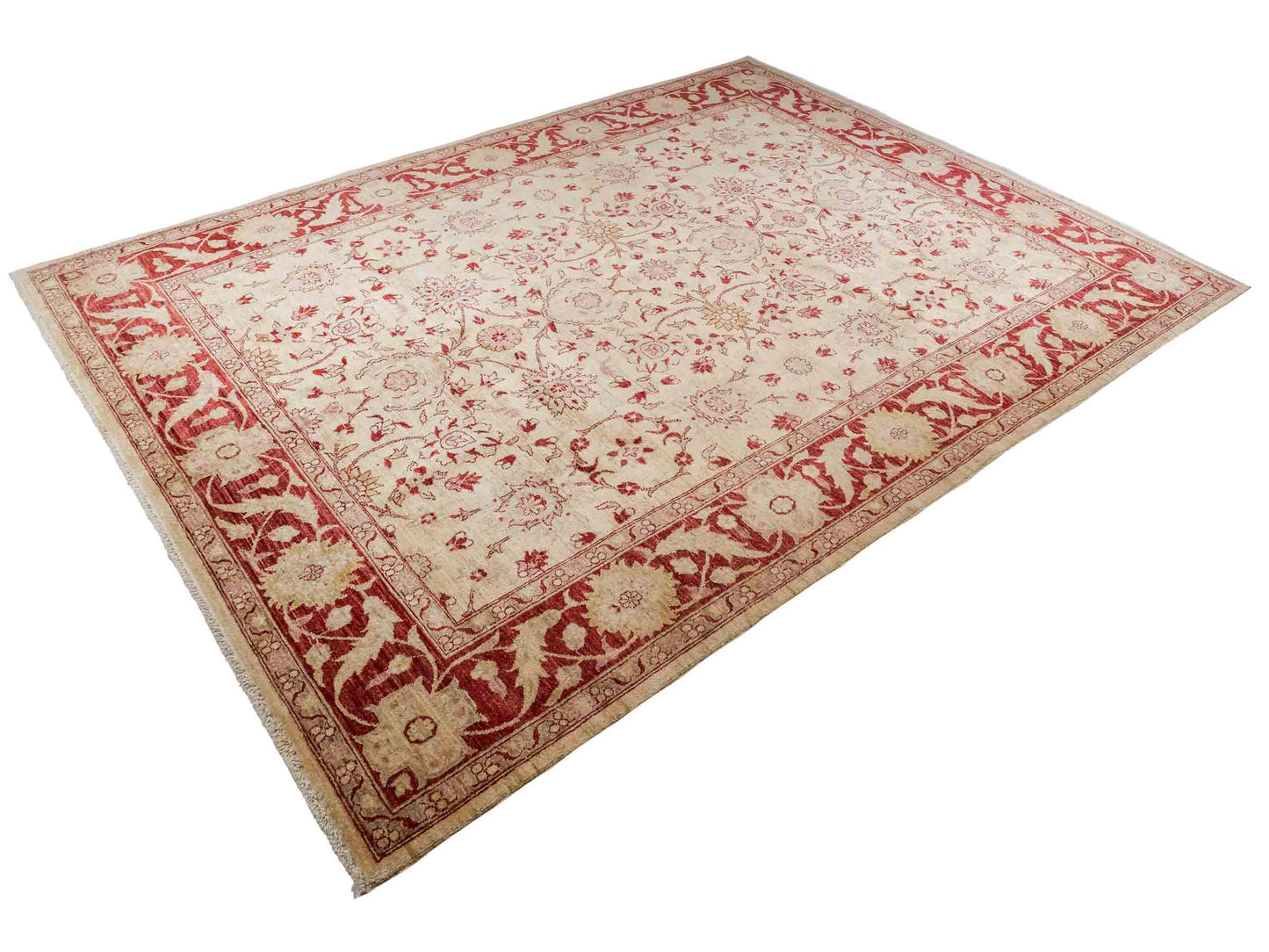 Feiner, handgeknüpfter Ziegler Farahan Chobi Orientteppich aus reiner Wolle mit Allover-Muster von Khademi. Größe: 301 x 202 cm. Farbe: Beige, gold, rot. RB3-433A. Ursprung: Afghanistan. Verkauf durch JUPITER Intl.