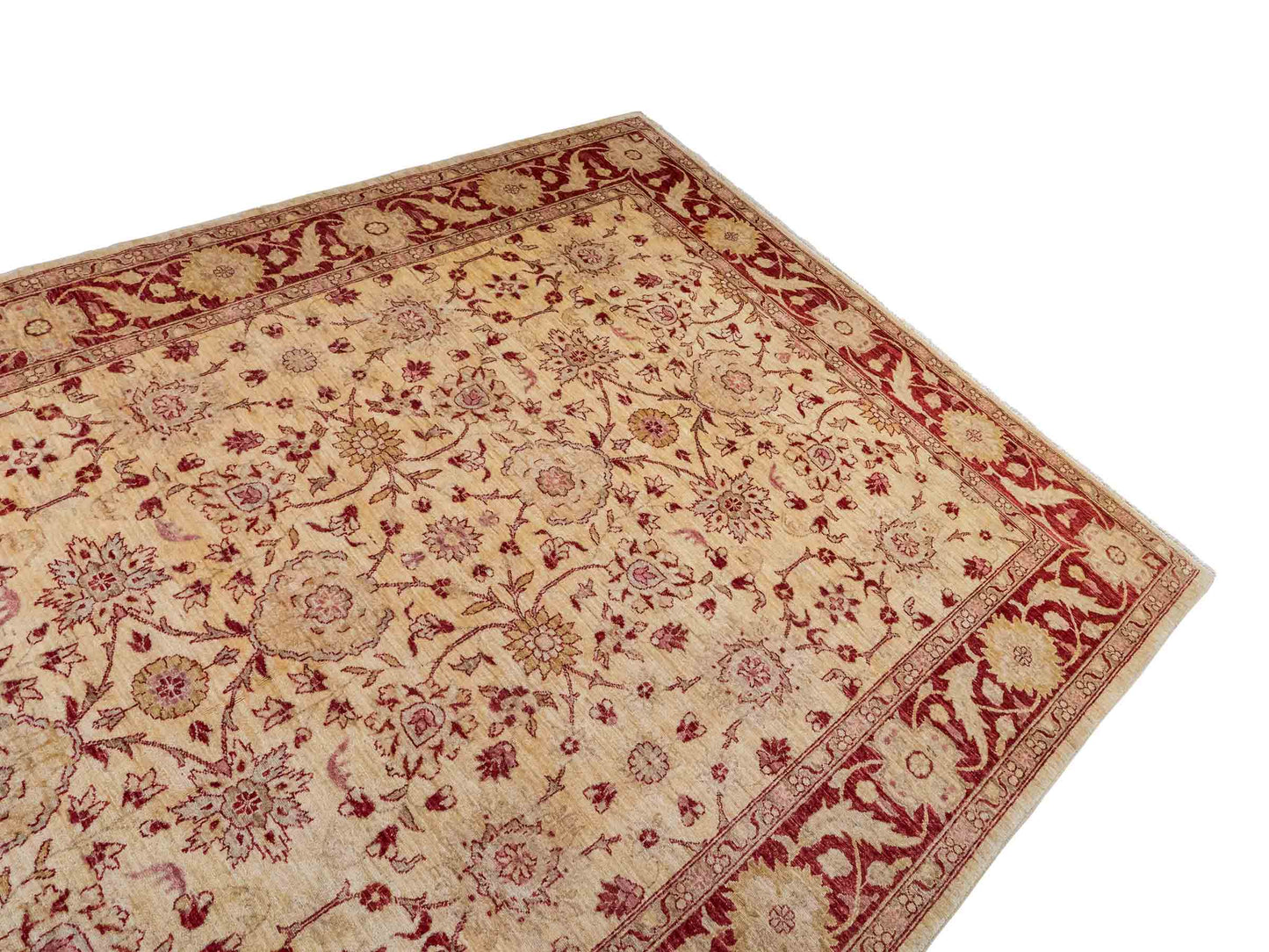 Feiner, handgeknüpfter Ziegler Farahan Chobi Orientteppich aus reiner Wolle mit Allover-Muster von Khademi. Größe: 301 x 202 cm. Farbe: Beige, gold, rot. RB3-433A. Ursprung: Afghanistan. Verkauf durch JUPITER Intl.