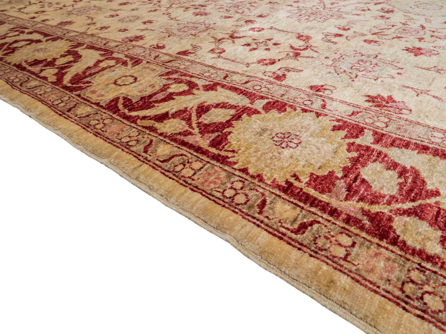 Feiner, handgeknüpfter Ziegler Farahan Chobi Orientteppich aus reiner Wolle mit Allover-Muster von Khademi. Größe: 301 x 202 cm. Farbe: Beige, gold, rot. RB3-433A. Ursprung: Afghanistan. Verkauf durch JUPITER Intl.