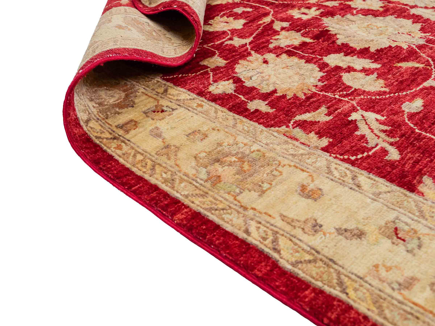 Handgeknüpfter, afghanischer Ziegler Farahan Orientteppich aus Wolle von Khademi. Größe: 191 x 122 cm. Farbe: Rot, beige, gold. Verkauf durch JUPITER Intl.