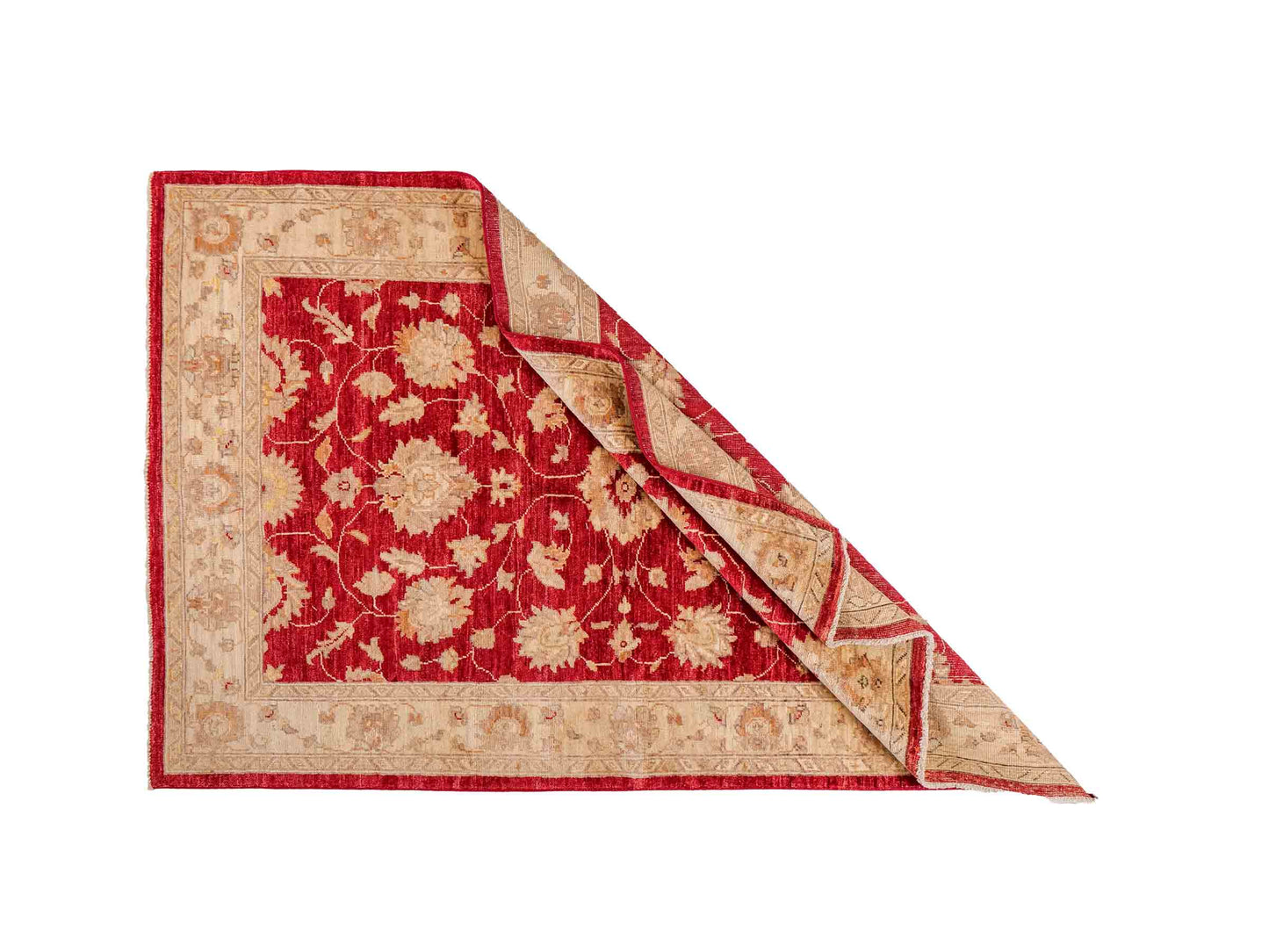Handgeknüpfter, afghanischer Ziegler Farahan Orientteppich aus Wolle von Khademi. Größe: 191 x 122 cm. Farbe: Rot, beige, gold. Verkauf durch JUPITER Intl.