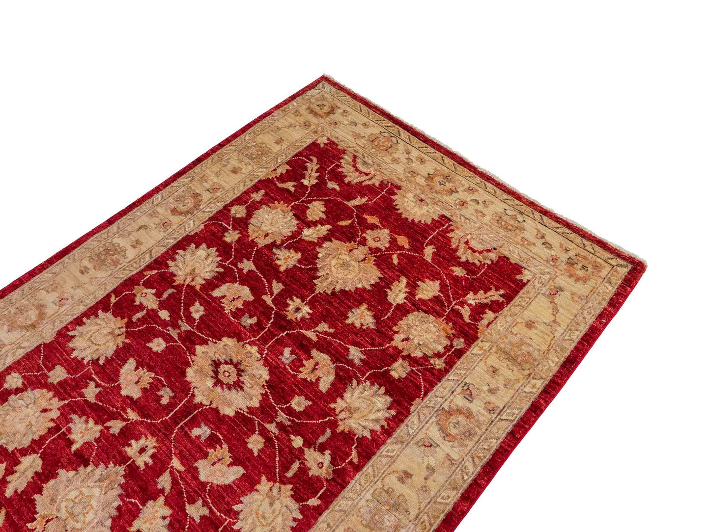 Handgeknüpfter, afghanischer Ziegler Farahan Orientteppich aus Wolle von Khademi. Größe: 191 x 122 cm. Farbe: Rot, beige, gold. Verkauf durch JUPITER Intl.