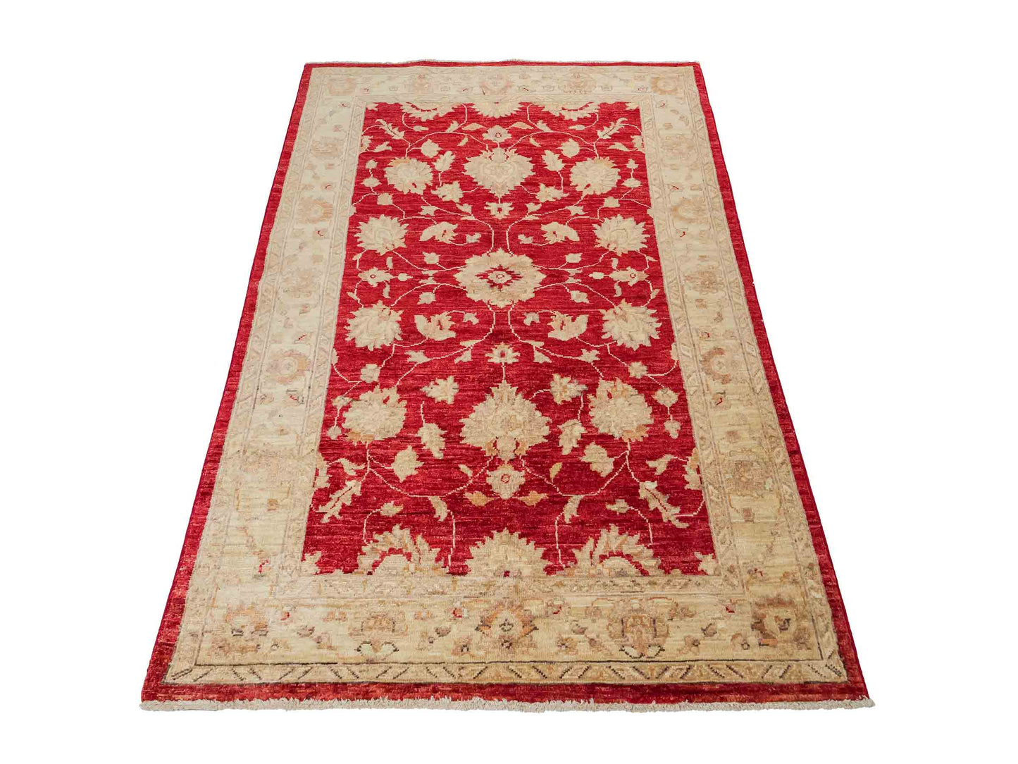Handgeknüpfter, afghanischer Ziegler Farahan Orientteppich aus Wolle von Khademi. Größe: 191 x 122 cm. Farbe: Rot, beige, gold. Verkauf durch JUPITER Intl.