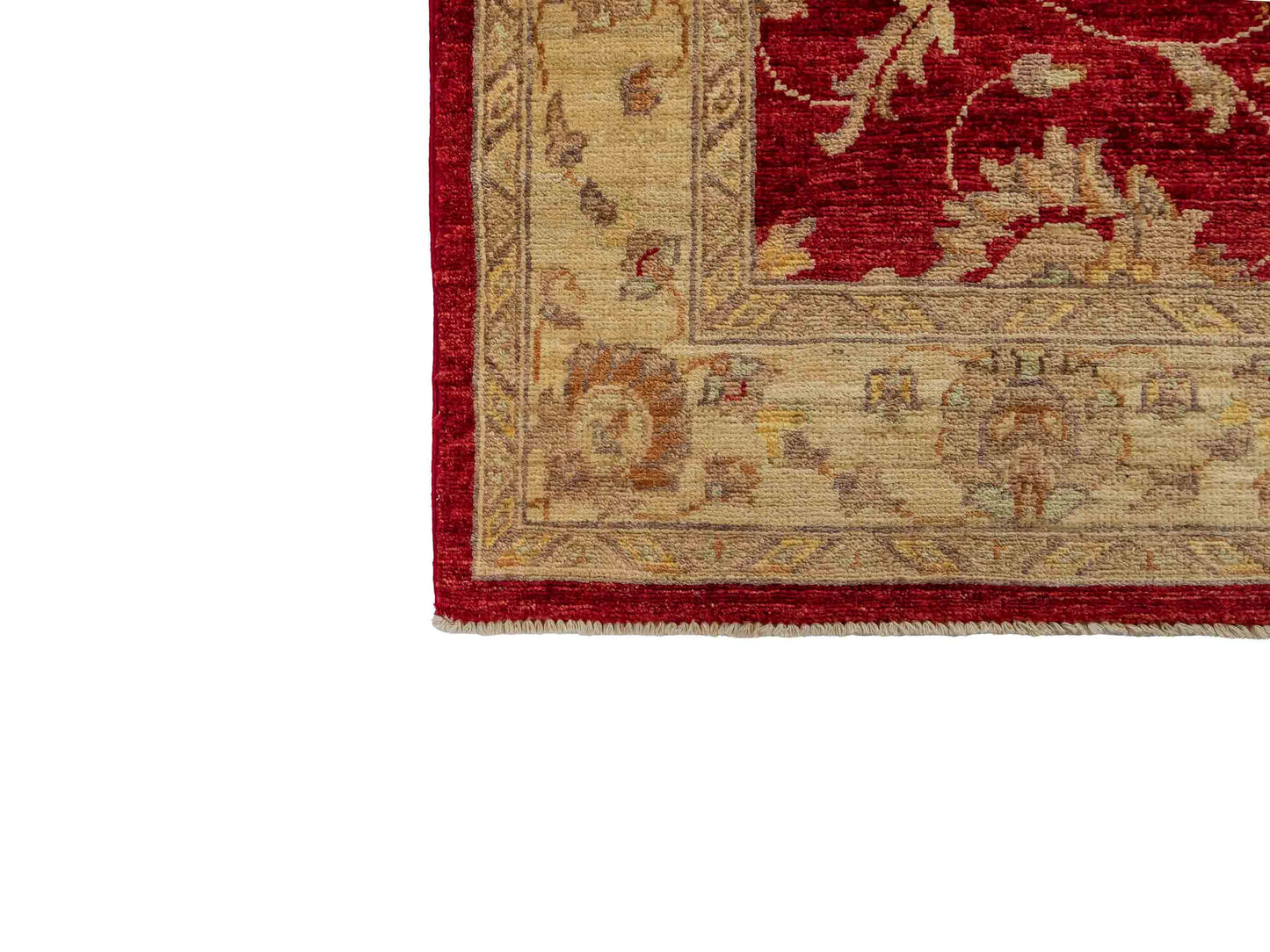 Handgeknüpfter, afghanischer Ziegler Farahan Orientteppich aus Wolle von Khademi. Größe: 191 x 122 cm. Farbe: Rot, beige, gold. Verkauf durch JUPITER Intl.